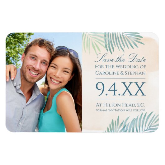 Magnet Flexible Mariage de plage de sable et de palmiers (Horizontal)