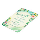 Magnet Flexible Mariage de plage tropicale SAVE LA DATE Floral (Côté Gauche)