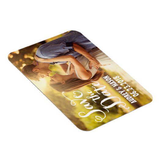 Magnet Flexible Mariage de script blanc rustique photo Enregistrer (Côté Droit)