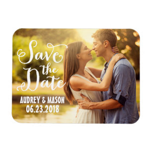 Magnet Flexible Mariage de script blanc rustique photo Enregistrer