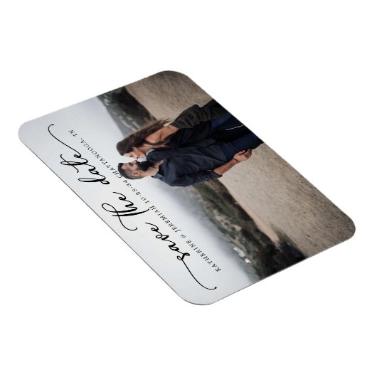 Magnet Flexible Mariage de script moderne Enregistrer la date (Côté Droit)