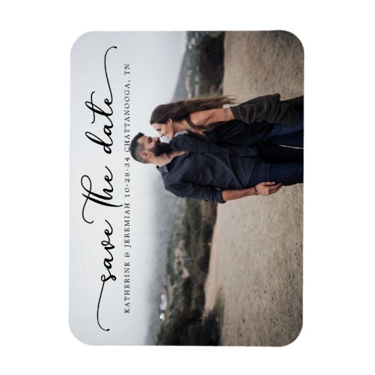 Magnet Flexible Mariage de script moderne Enregistrer la date (Vertical)