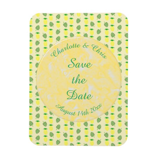 Magnet Flexible Mariage d'été tropical Ananas et Palm Feuille (Vertical)