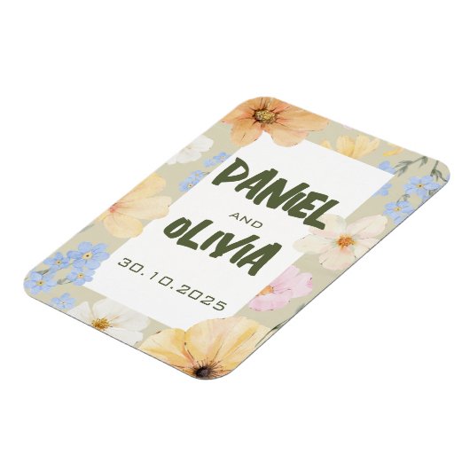 Magnet Flexible Mariage d'illustration florale aquarelle (Côté Gauche)