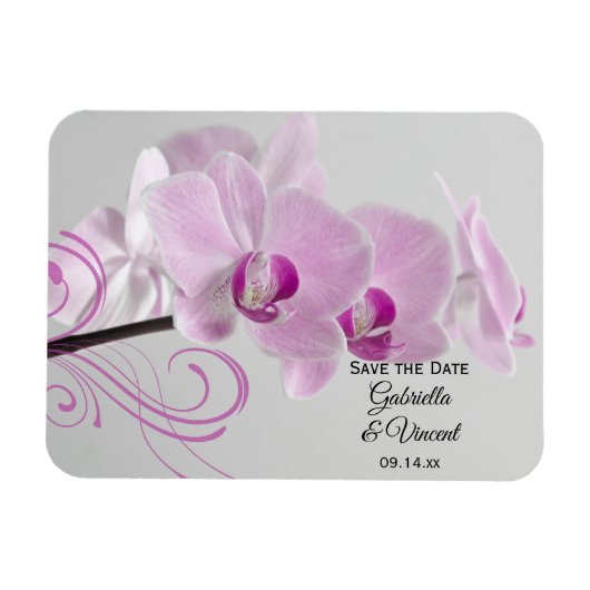 Magnet Flexible Mariage élégant à l'orchidée rose Enregistrer la d (Horizontal)