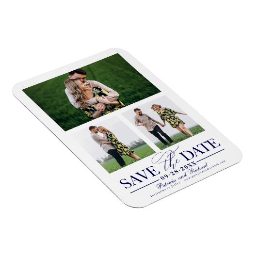 Magnet Flexible Mariage élégant Enregistrer La Date 3 Photo Collag (Côté Droit)