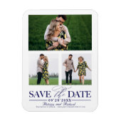 Magnet Flexible Mariage élégant Enregistrer La Date 3 Photo Collag (Vertical)