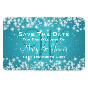 Magnet Flexible Mariage Élégant Enregistrer La Date Hiver Étincell