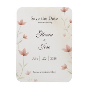 Magnet Flexible Mariage Élégant Floral Rose Pâle Minimaliste
