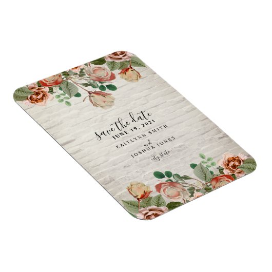 Magnet Flexible Mariage en brique blanche florale Enregistrer la d (Côté Droit)