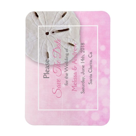 Magnet Flexible Mariage en Dollar de Sable Rose Enregistrer la dat (Vertical)