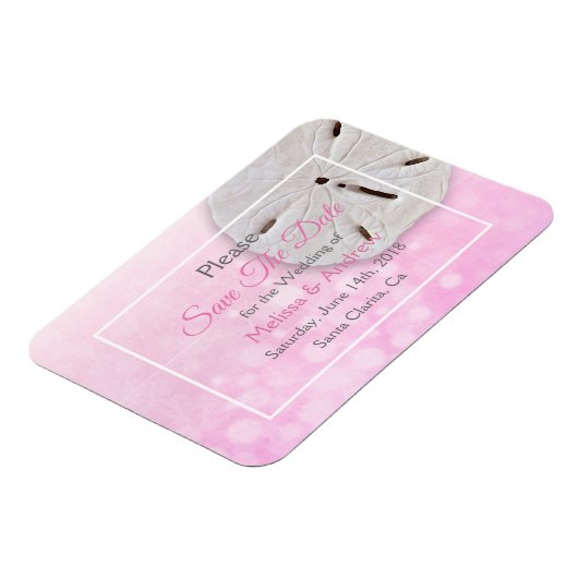 Magnet Flexible Mariage en Dollar de Sable Rose Enregistrer la dat (Côté Gauche)