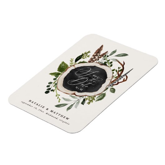 Magnet Flexible Mariage en tranches de bois rustique enregistrer l (Côté Gauche)