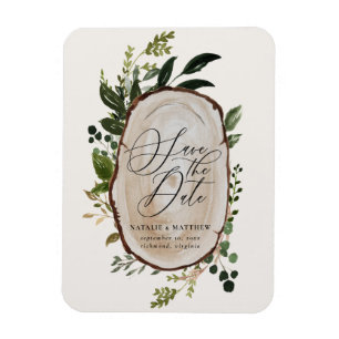 Magnet Flexible Mariage en tranches de bois rustique enregistrer l