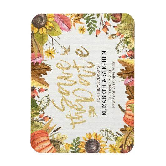 Magnet Flexible Mariage Enregistrer La Date Automne Automne Feuill (Vertical)