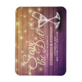 Magnet Flexible Mariage Enregistrer La Date Champagne Verres Bois  (Vertical)