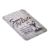 Magnet Flexible Mariage Enregistrer La Date Champagne Verres Bois  (Côté Droit)