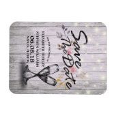 Magnet Flexible Mariage Enregistrer La Date Champagne Verres Bois  (Horizontal)