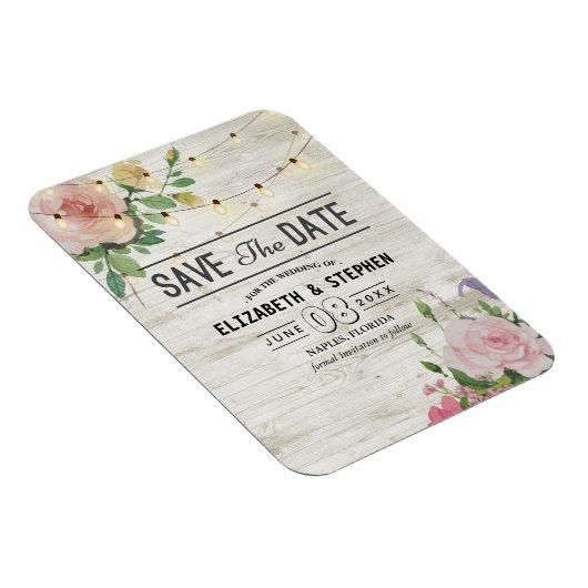 Magnet Flexible Mariage Enregistrer La Date Fleurs De Bois Fleurs (Côté Droit)