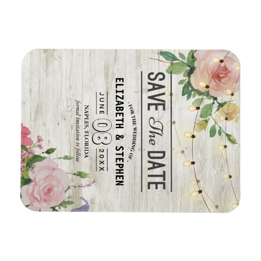 Magnet Flexible Mariage Enregistrer La Date Fleurs De Bois Fleurs (Horizontal)