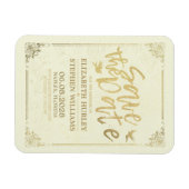 Magnet Flexible Mariage Enregistrer La Date Gold Script Floral Fra (Horizontal)