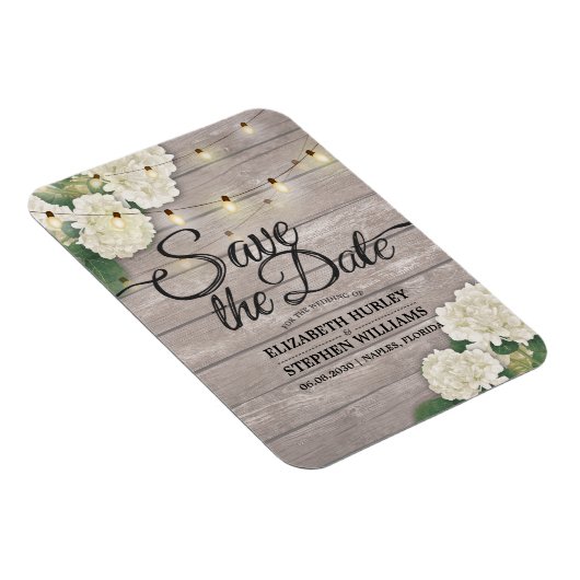 Magnet Flexible Mariage Enregistrer La Date Hydrangea String Lumiè (Côté Droit)