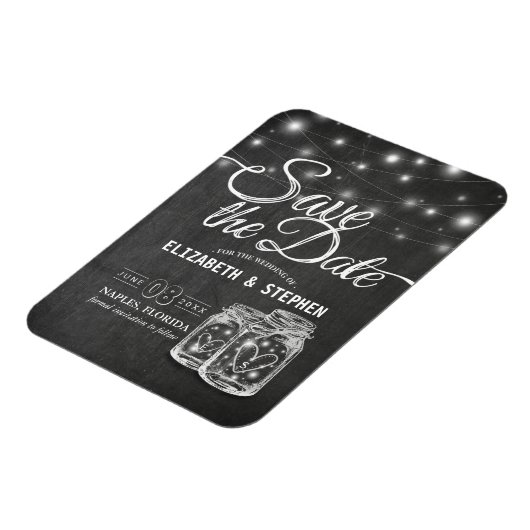 Magnet Flexible Mariage Enregistrer La Date Mason Jars Éclairages (Côté Gauche)