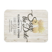 Magnet Flexible Mariage Enregistrer La Date Or Ananas Bois Rustiqu (Horizontal)