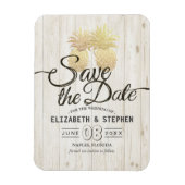 Magnet Flexible Mariage Enregistrer La Date Or Ananas Bois Rustiqu (Vertical)