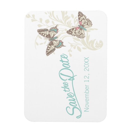 Magnet Flexible Mariage enregistrer la date papillons aimant (Vertical)