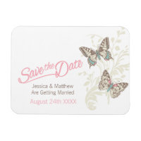 Mariage enregistrer la date papillons aimant rose