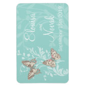Magnet Flexible Mariage enregistrer la date papillons aimant turqu (Vertical)