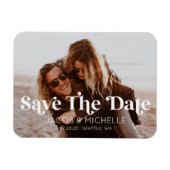 Magnet Flexible Mariage Enregistrer La Date Rétro Minimale Photo (Horizontal)
