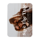 Magnet Flexible Mariage Enregistrer La Date Rétro Minimale Photo (Vertical)