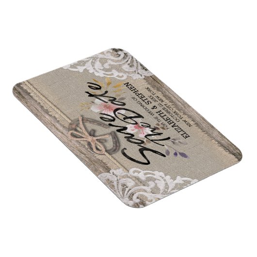 Magnet Flexible Mariage Enregistrer La Date Rustique Horseshoe Bur (Côté Droit)