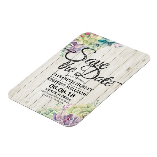 Magnet Flexible Mariage Enregistrer La Date Succulent Plante Rusti (Côté Gauche)