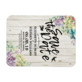 Magnet Flexible Mariage Enregistrer La Date Succulent Plante Rusti (Horizontal)