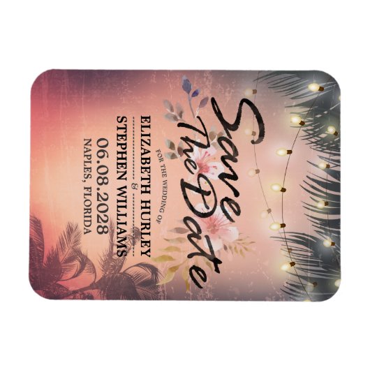 Magnet Flexible Mariage Enregistrer La Date Summer Beach Palm Tree (Horizontal)