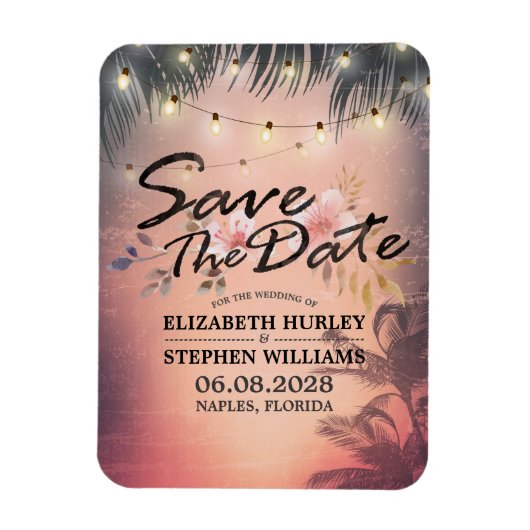 Magnet Flexible Mariage Enregistrer La Date Summer Beach Palm Tree (Vertical)