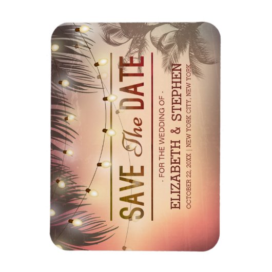 Magnet Flexible Mariage Enregistrer La Date Summer Beach Palm Tree (Vertical)