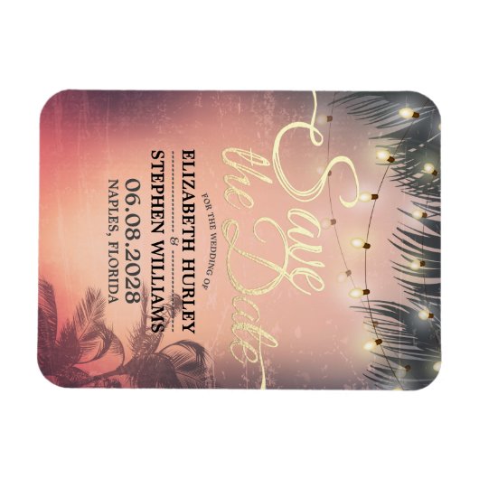 Magnet Flexible Mariage Enregistrer La Date Summer Beach Palm Tree (Horizontal)