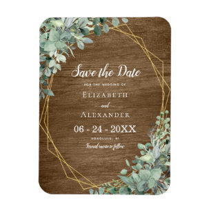 Magnet Flexible Mariage Eucalyptus en bois rustique Enregistrer la