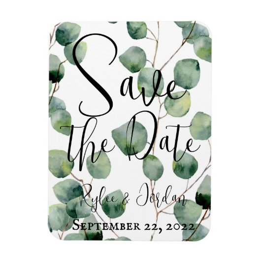 Magnet Flexible Mariage Eucalyptus Enregistrer L'Aimant Date (Vertical)