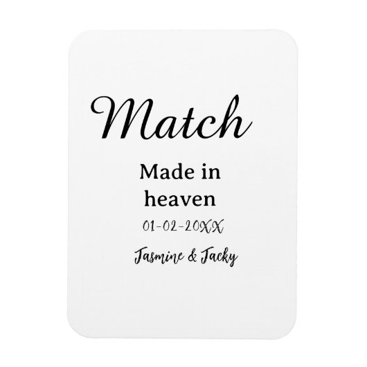 Magnet Flexible Mariage fait au ciel ajouter nom date simple calli (Vertical)