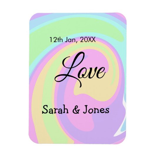 Magnet Flexible Mariage fiançailles couple coloré bohpattern (Vertical)