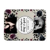 Magnet Flexible Mariage Fleur Bleu Minuit Bourgogne Amande (Horizontal)