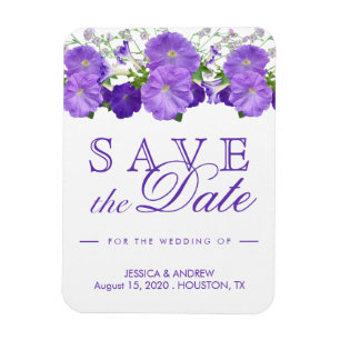 Magnet Flexible Mariage Fleurs de Pétunias Violettes Romantiques E