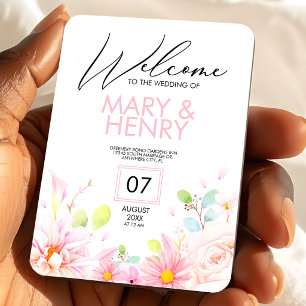 Magnet Flexible Mariage floral élégant rose simple enregistrer la