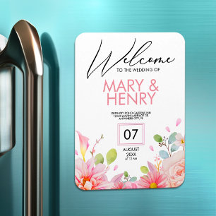 Magnet Flexible Mariage floral élégant rose simple enregistrer la