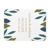 Magnet Flexible Mariage Floral Feuille Rustique Enregistrer La Dat (Horizontal)